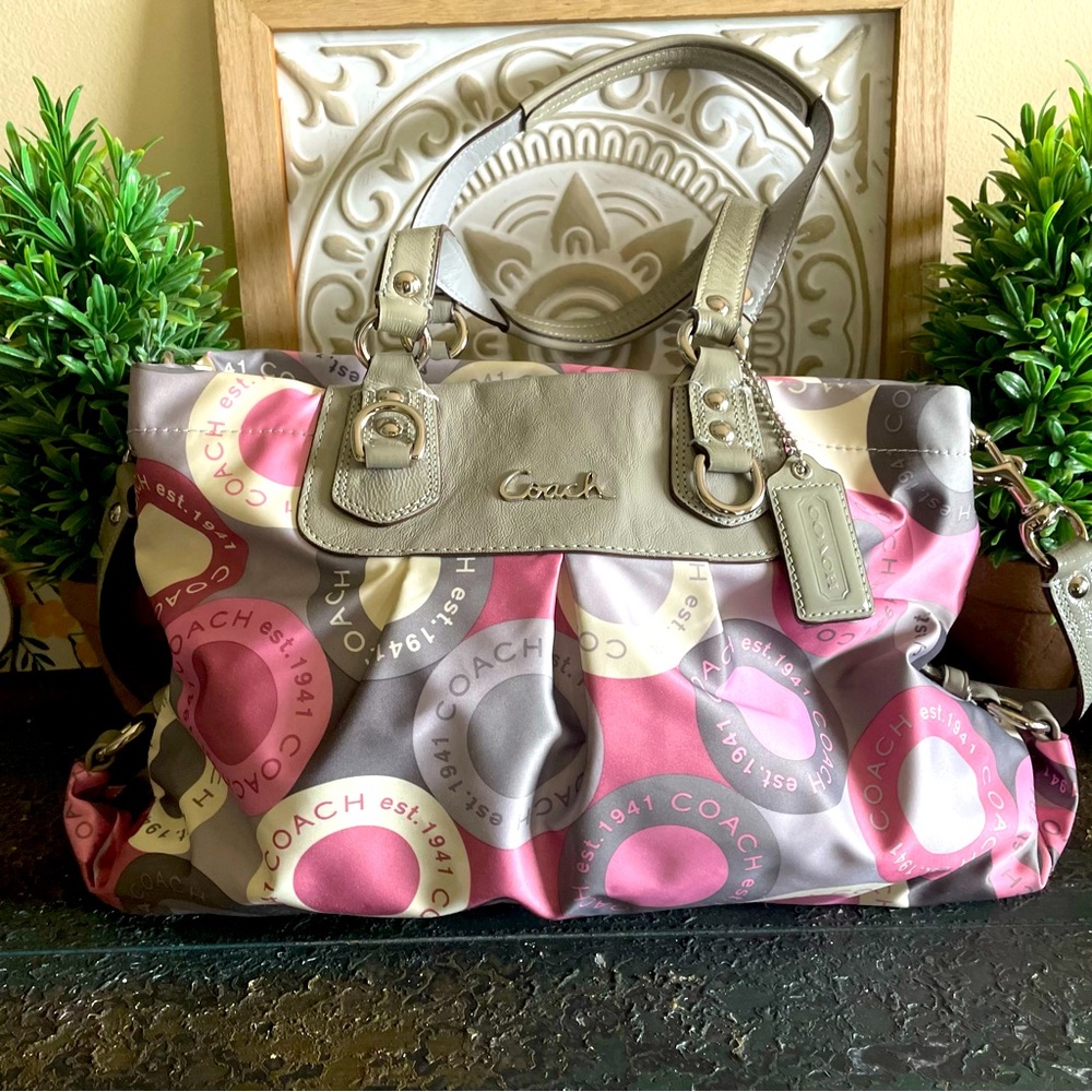 Coach Ashley snap head Carryall purse with graphic logo